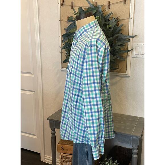 SOUTHERN TIDE Classic Fit Blue/Green Plaid Button Down Shirt Men's size L - Picture 4 of 10